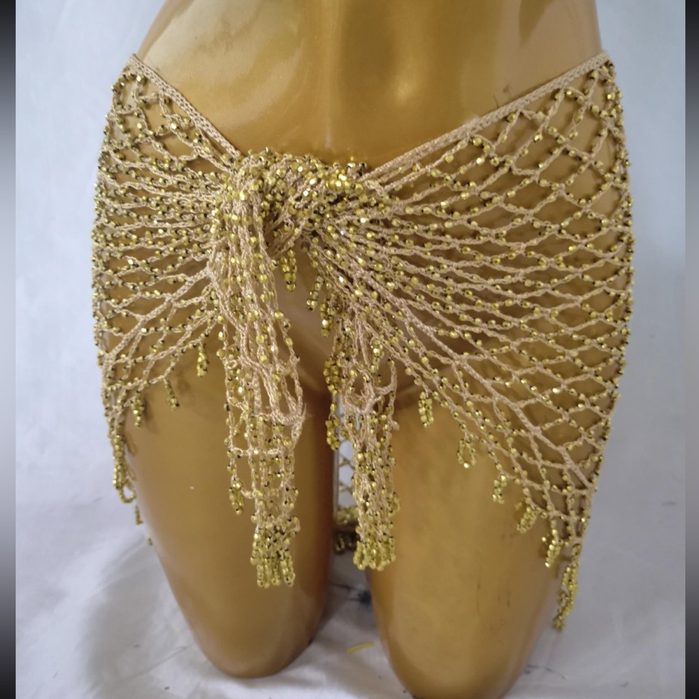 Gold Beaded Hip Scarf